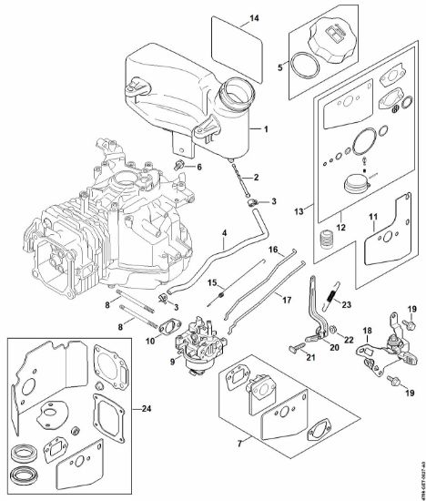 Picture of Serbatoio carburante, Carburatore, Comando gas RB 200