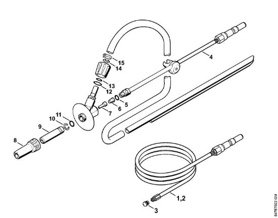 Corredo di pulizia tubo, Dispositivo per getto di sabbia a umido Idropulitrice a benzina (RB) RB 302 della marca STIHL