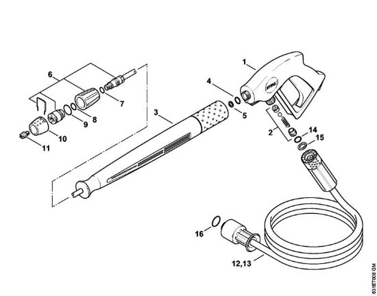 Pistola, tubo nebulizzatore Idropulitrice a benzina (RB) RB 302 della marca STIHL