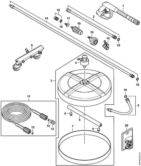 Pistola, tubo flessibile alta pressione, Accessorio a richiesta Idropulitrice a benzina (RB) RB 400 Dirt Boss della marca STIHL