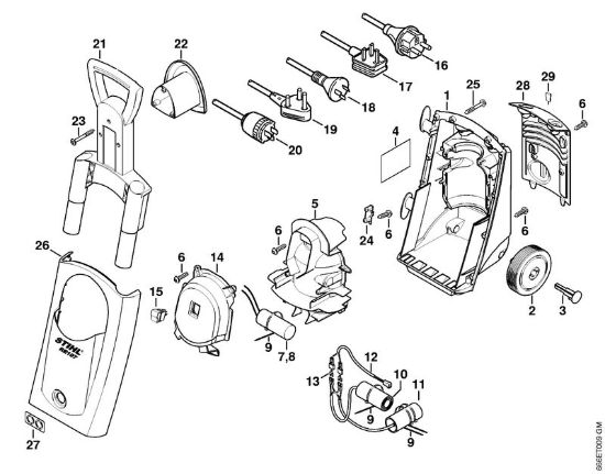 Carrello, cappottatura Idropulitrice elettrica (RE) RE 107 della marca STIHL