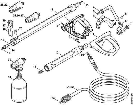Pistola, tubo nebulizzatore Idropulitrice elettrica (RE) RE 108 della marca STIHL