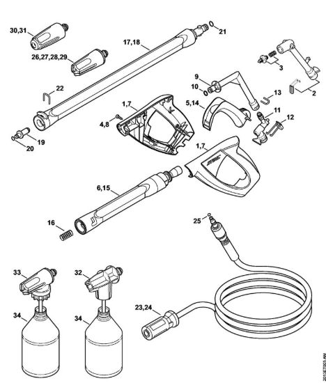 Pistola, tubo nebulizzatore Idropulitrice elettrica (RE) RE 109 della marca STIHL