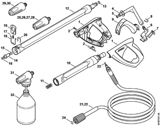 Pistola, tubo nebulizzatore Idropulitrice elettrica (RE) RE 118 della marca STIHL