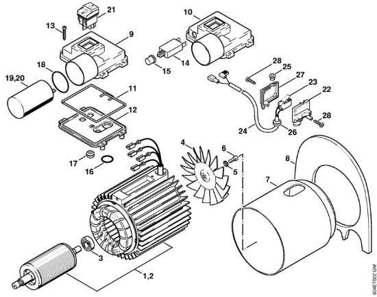 Elettromotore, scatola interruttore Idropulitrice elettrica (RE) RE 125 K della marca STIHL