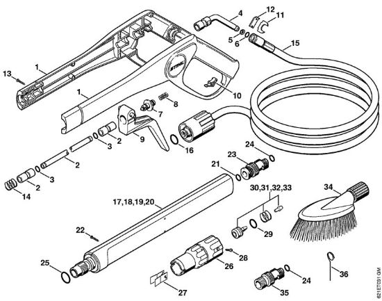 Pistola, tubo nebulizzatore Idropulitrice elettrica (RE) RE 140 K della marca STIHL