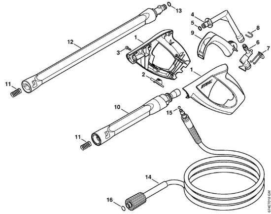 Pistola, tubo nebulizzatore Idropulitrice elettrica (RE) RE 142 PLUS della marca STIHL
