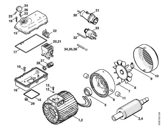 Elettromotore, scatola interruttore Idropulitrice elettrica (RE) RE 360 K PLUS della marca STIHL