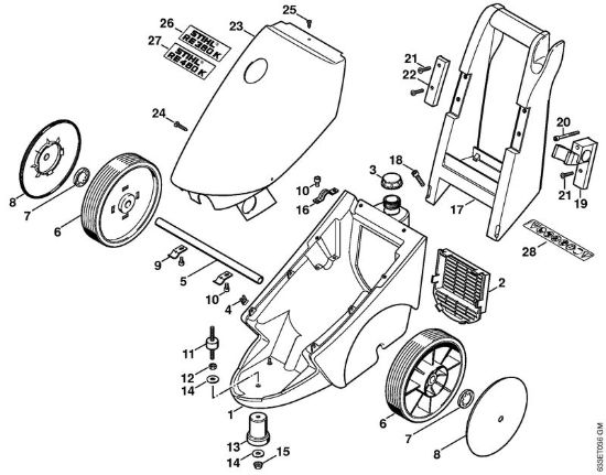 Carrello, cappottatura Idropulitrice elettrica (RE) RE 460 K della marca STIHL