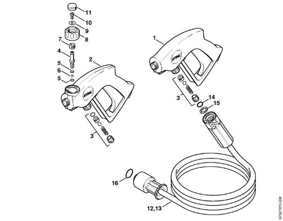 Pistola, tubo flessibile alta pressione Idropulitrice elettrica (RE) RE 521 della marca STIHL