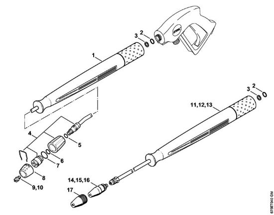 Tubo spruzzatore, ugello rotore Idropulitrice elettrica (RE) RE 521 della marca STIHL