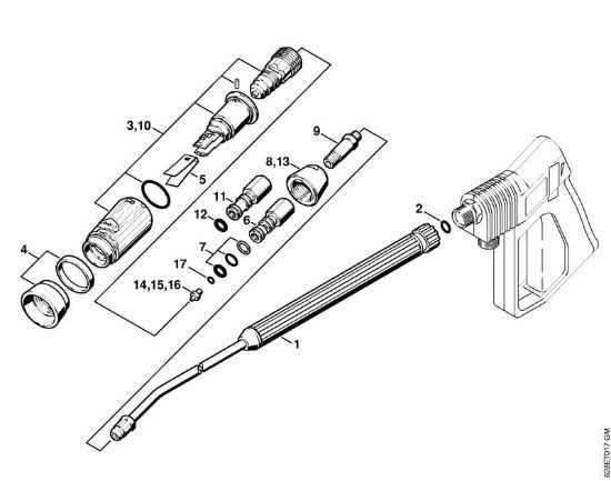 Tubo spruzzatore, testa a getto Vario SP 300 Idropulitrice elettrica (RE) RE 530 W della marca STIHL