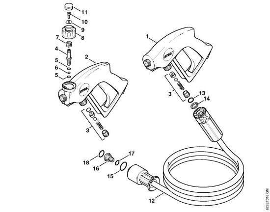 Pistola, tubo flessibile alta pressione Idropulitrice elettrica (RE) RE 550 W della marca STIHL