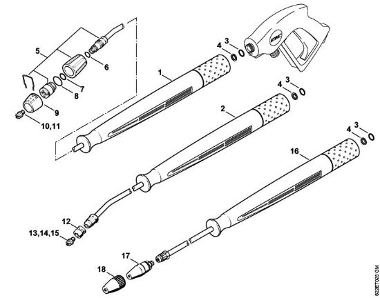 Tubo spruzzatore, testa a getto Vario Idropulitrice elettrica (RE) RE 550 W della marca STIHL