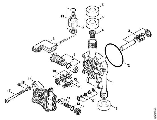 Corpo pompa, blocco valvole Idropulitrice elettrica (RE) RE 88 della marca STIHL
