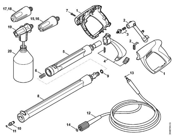 Pistola, tubo nebulizzatore Idropulitrice elettrica (RE) RE 98 della marca STIHL