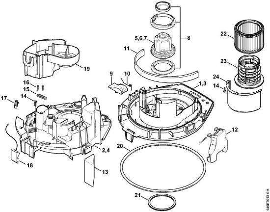 Carcassa motore, Elettromotore, Filtro Aspiratori (SE) SE 122 della marca STIHL