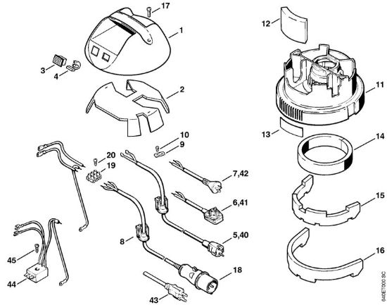 Cappottatura, carcassa motore Aspiratori (SE) SE 50 della marca STIHL