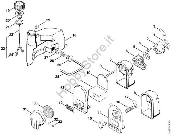Corpo filtro, Serbatoio carburante Soffiatori (BG, BR) BG 61 della marca STIHL