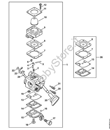 Carburatore 4241/24 Soffiatori (BG, BR) BG 66-D della marca STIHL