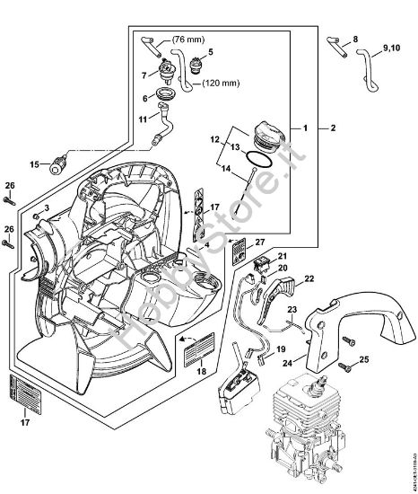 Carter soffiatore interno BG 66 Soffiatori (BG, BR) BG 66-D della marca STIHL