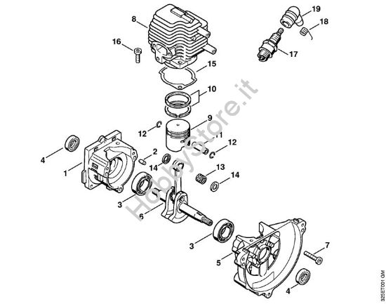 Carter albero a gomito, cilindro Soffiatori (BG, BR) BG 72 della marca STIHL