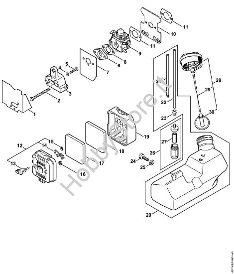 Filtro aria, serbatoio carburante Soffiatori (BG, BR) BG 75 della marca STIHL