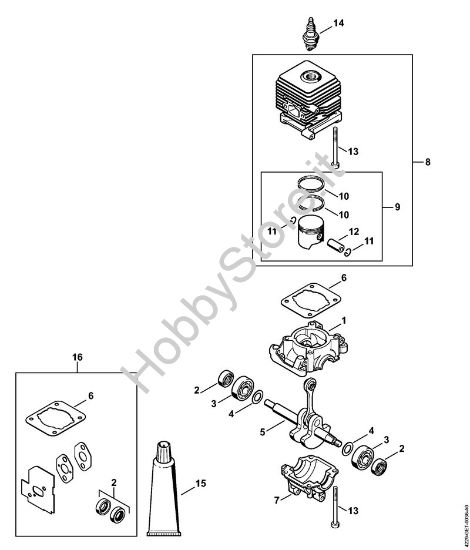Carter albero a gomito, cilindro Soffiatori (BG, BR) BG 85 della marca STIHL