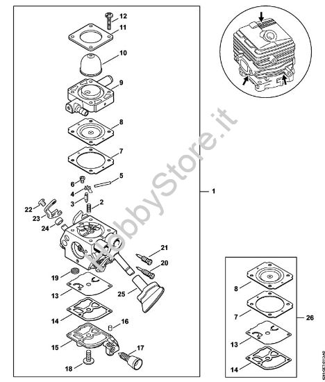 Carburatore 4241/23 Soffiatori (BG, BR) BG 86 C-E della marca STIHL