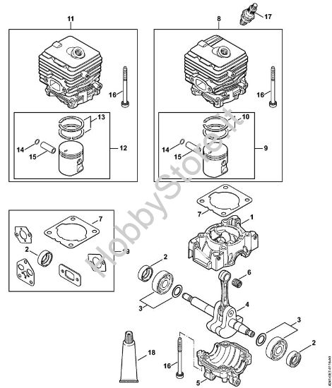 Carter albero a gomito, cilindro Soffiatori (BG, BR) BG 86 C-E della marca STIHL