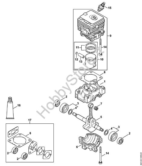 Carter albero a gomito, cilindro Soffiatori (BG, BR) BR 200-D della marca STIHL
