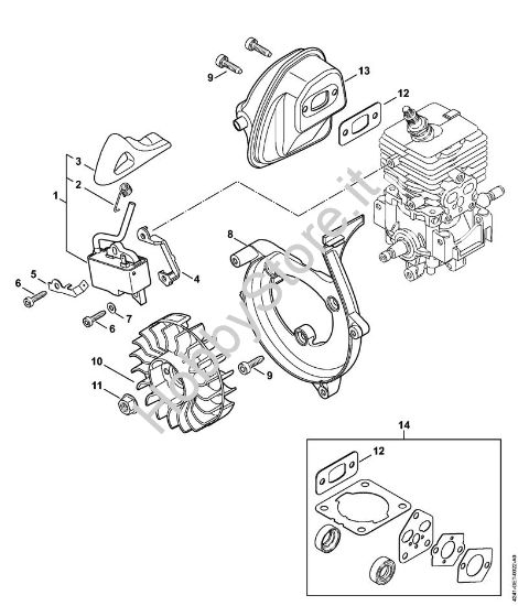 Impianto di accesione, silenziatore Soffiatori (BG, BR) BR 200-D della marca STIHL