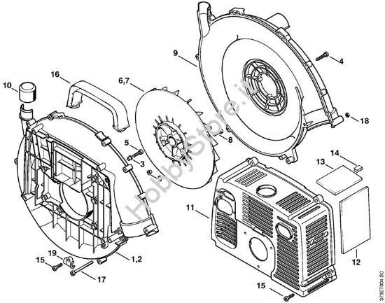 Carter soffiatore Soffiatori (BG, BR) BR 340 della marca STIHL