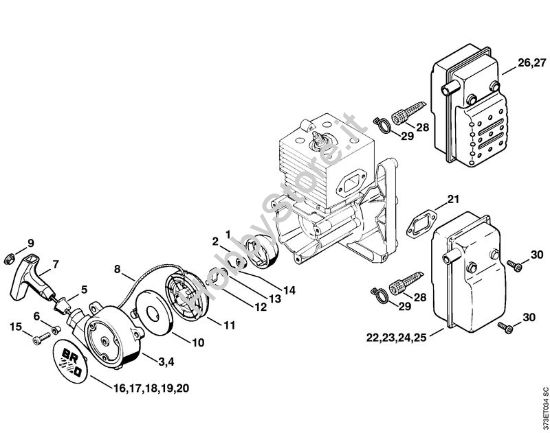 Dispositivo avviamento, silenziatore Soffiatori (BG, BR) BR 420 della marca STIHL
