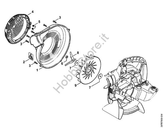 Carter soffiatore esterno, ventola Trituratori ad aspirazione (SH) SH 56 della marca STIHL