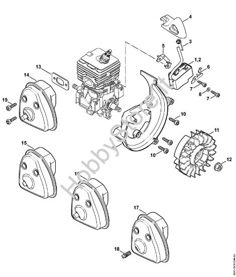 Impianto di accesione, silenziatore Trituratori ad aspirazione (SH) SH 56 C-E D della marca STIHL