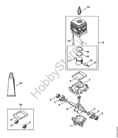 Carter albero a gomito, cilindro Trituratori ad aspirazione (SH) SH 85-DZ della marca STIHL