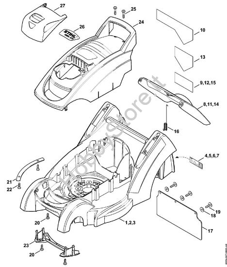Corpo, Cuffia motore Tosaerba a batteria (RMA) RMA 370 della marca STIHL