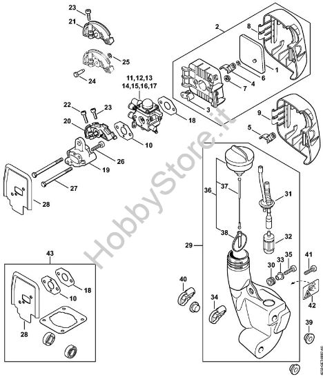 Filtro aria, serbatoio carburante Tosasiepi (HL) HL 45 della marca STIHL