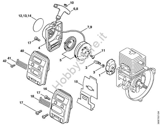 Dispositivo avviamento, silenziatore Tosasiepi (HL) HL 75 della marca STIHL