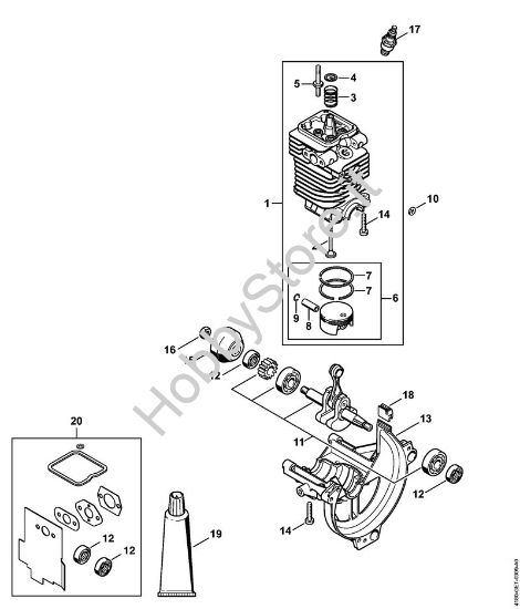 Cilindro, coppa olio Tosasiepi (HL) HL 90 K della marca STIHL