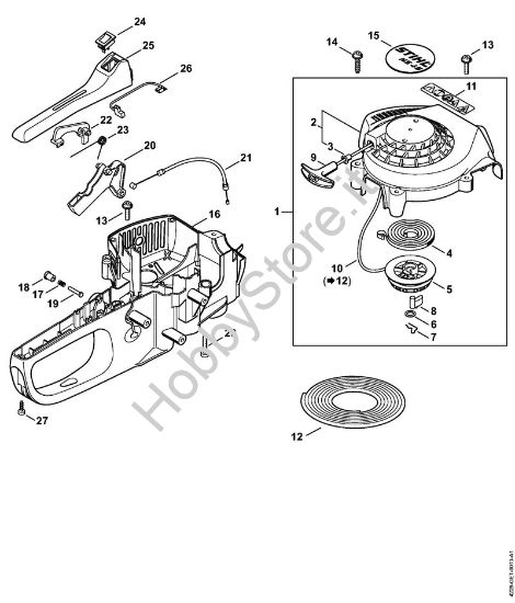 Dispositivo di avviamento, corpo impugnatura 2-MIX Tagliasiepi (HS) HS 45 2-MIX della marca STIHL