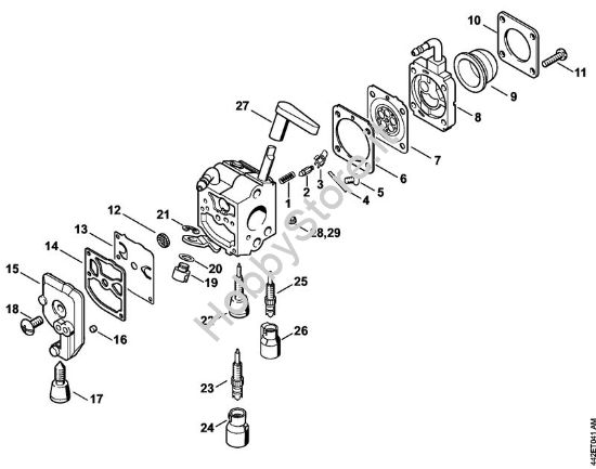 Carburatore C1Q-S225, -S218, -S196, -S197, -S105, -S111, -S115, -S116 Tagliasiepi (HS) HS 86 T della marca STIHL