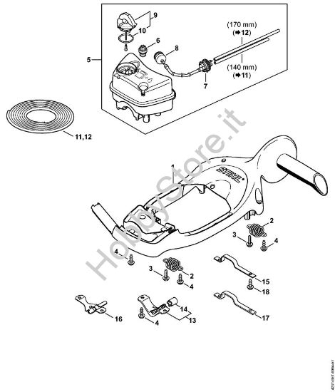 Manico a telaio, Serbatoio carburante Tagliasiepi (HS) HS 87 R della marca STIHL