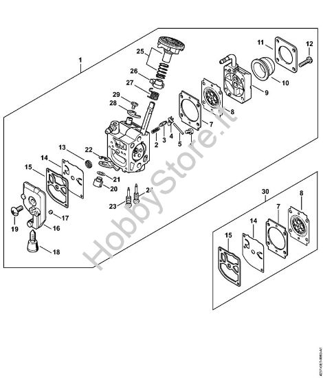 Carburatore 4237/21 Tagliasiepi (HS) HS 87 T della marca STIHL