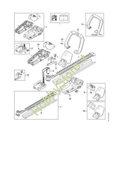 Picture of Corpo impugnatura, Accumulatore, Elettromotore HSA 45 Tagliasiepi a batteria, 500mm/20"