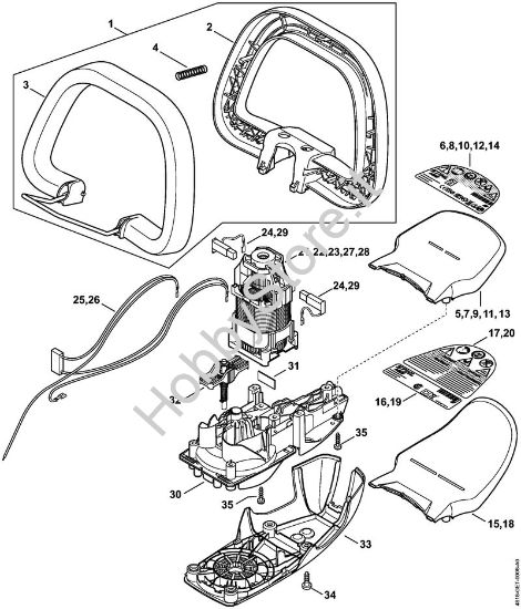 Impugnatura ad archetto, Elettromotore, Scatola riduttore Tagliasiepi elettriche (HSE) HSE 42 della marca STIHL