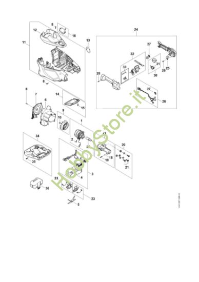 Picture of Elettromotore, carcassa motore, Impugnatura di comando HTA 135