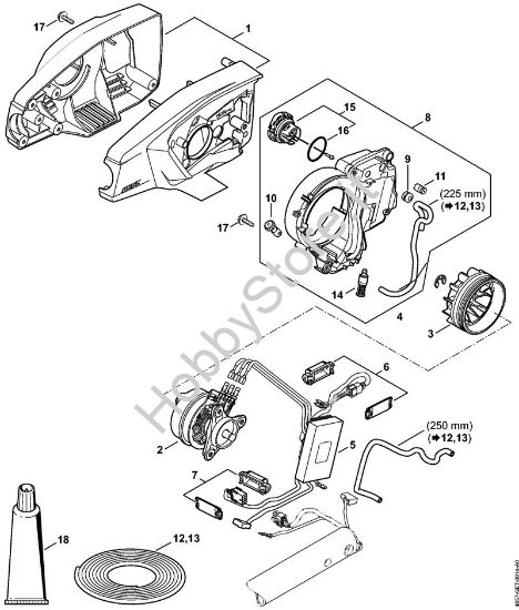 Carcassa motore, elettromotore, pompa olio Sramatori lunghi a batteria (HTA) HTA 65 della marca STIHL