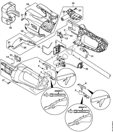 Corpo impugnatura, copertura Sramatori lunghi a batteria (HTA) HTA 65 della marca STIHL
